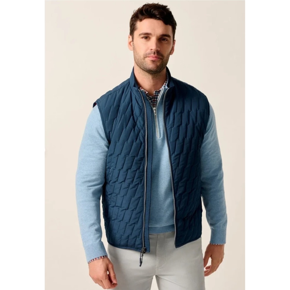 Johnnie-O Belfry Quilted Puffer Vest NWT Mens Medium Space Blue Golf $148 Preppy